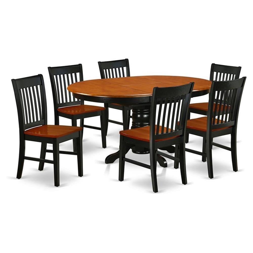 East West Furniture Keno7-Bch-W 7 Piece Dining Room Furniture Set Consist Of An Oval Kitchen Table With Butterfly Leaf And 6 Dining Chairs, 42X60 Inch, Black & Cherry